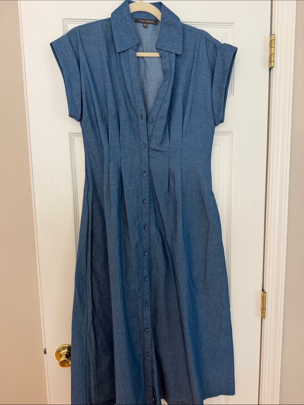 julia jordan Blue Button-Front Midi Dress